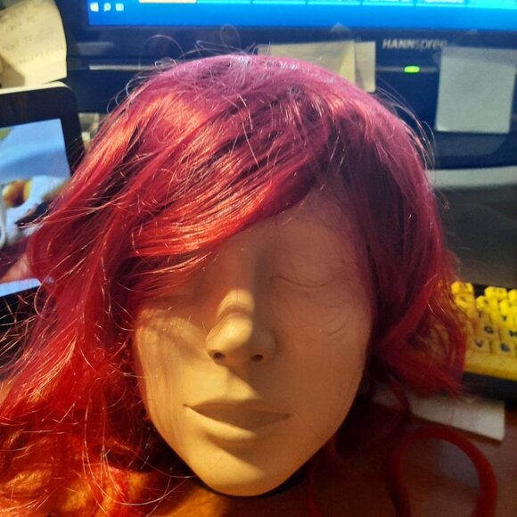 NEW ! 22 Inch Long Aisi Hair Curly Short Wig Wine Red main image 6
